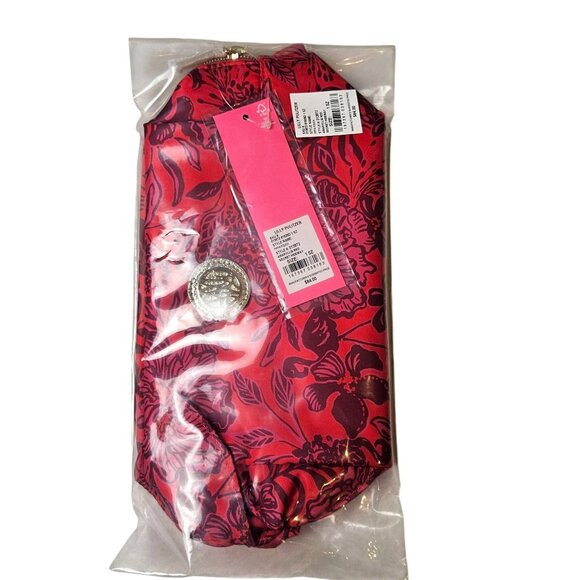 NWT Lilly Pulitzer Pippa Pouch Secret Hideaway Amaryllis Red Gold Tree Logo - Picture 1 of 14
